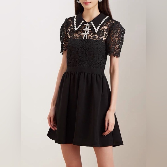 Self-Portrait Mini Dress in Guipure Lace Size 2